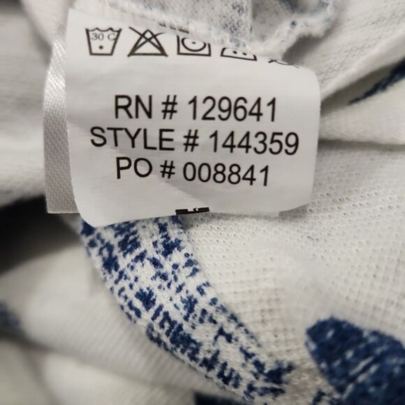 Carbon 2 Cobalt Men's Tropical Floral Button Up Polo Shirt, White/Blue, XXL - Picture 4 of 6